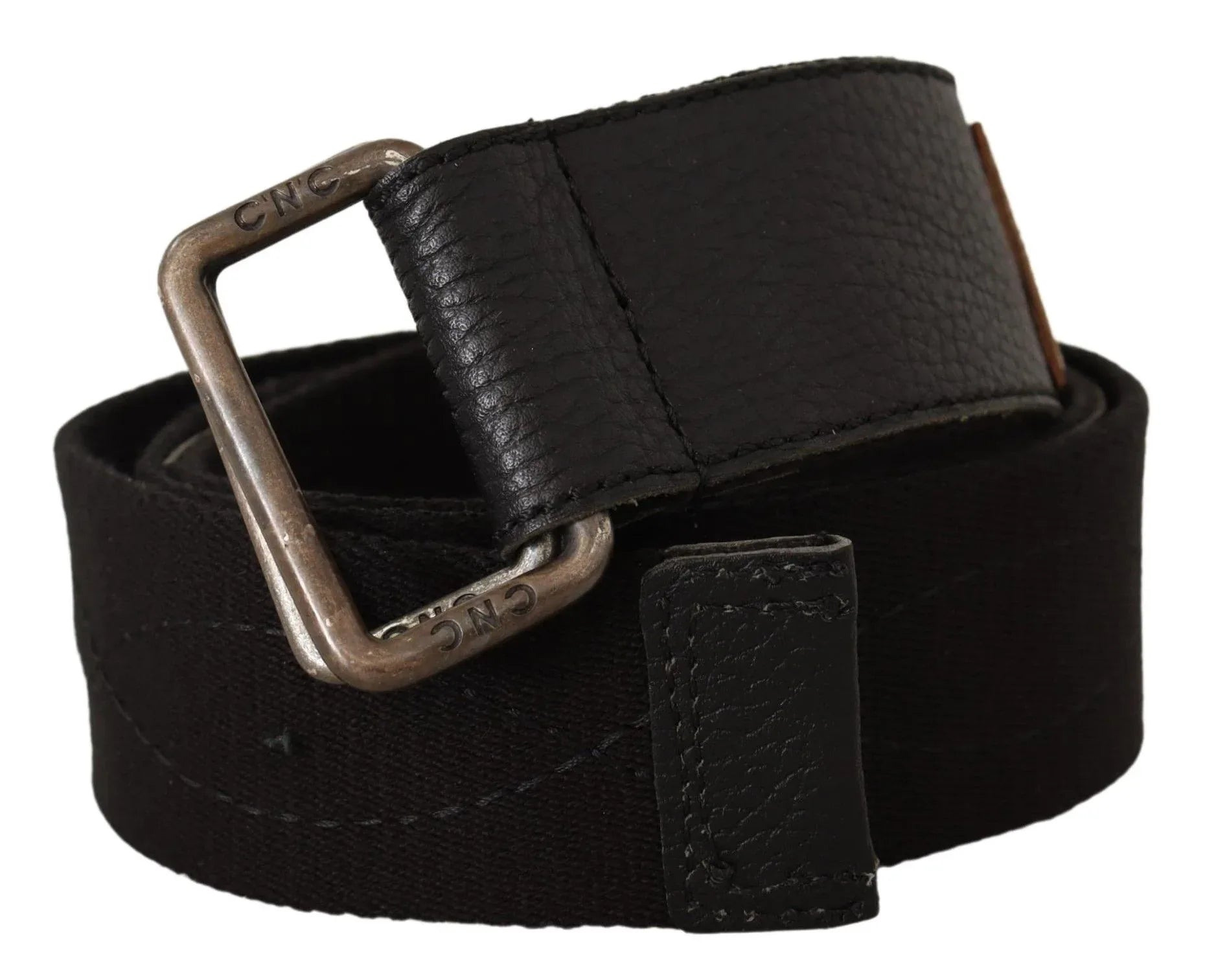 Costume National Black Cotton Ducati Metal Buckle Belt - Zeiniez