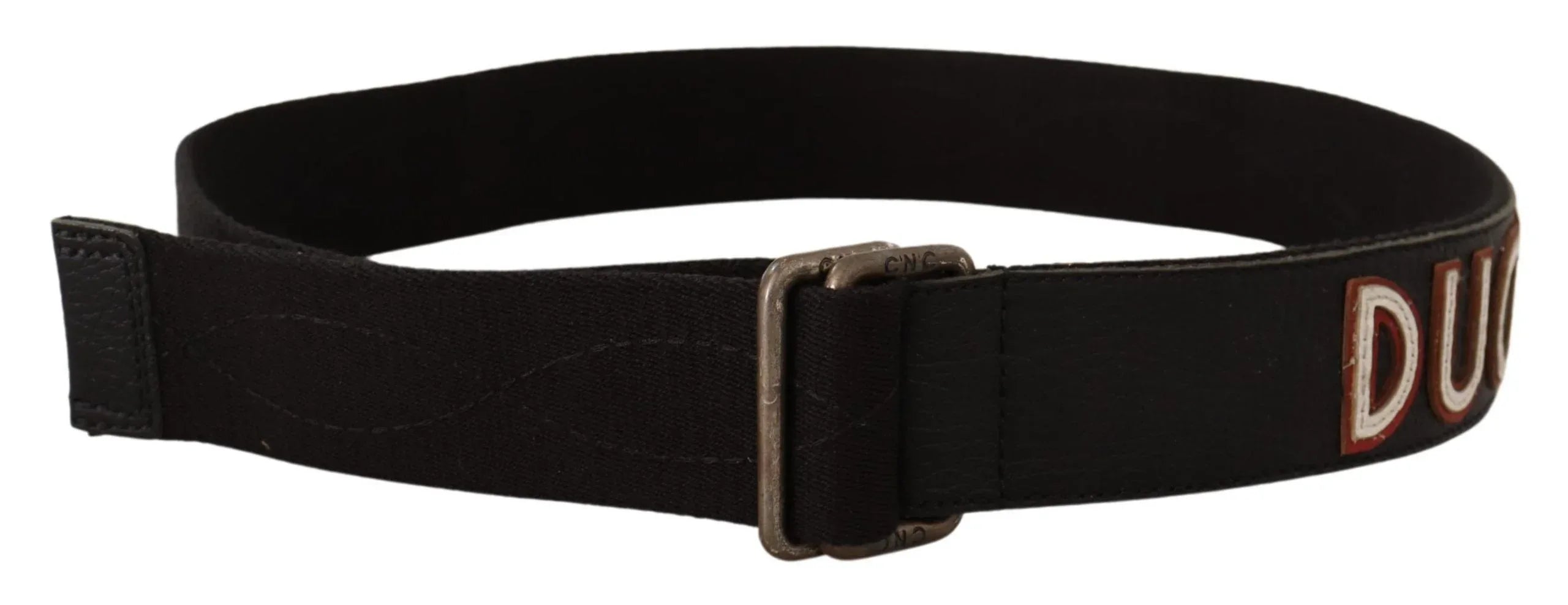 Costume National Black Cotton Ducati Metal Buckle Belt - Zeiniez