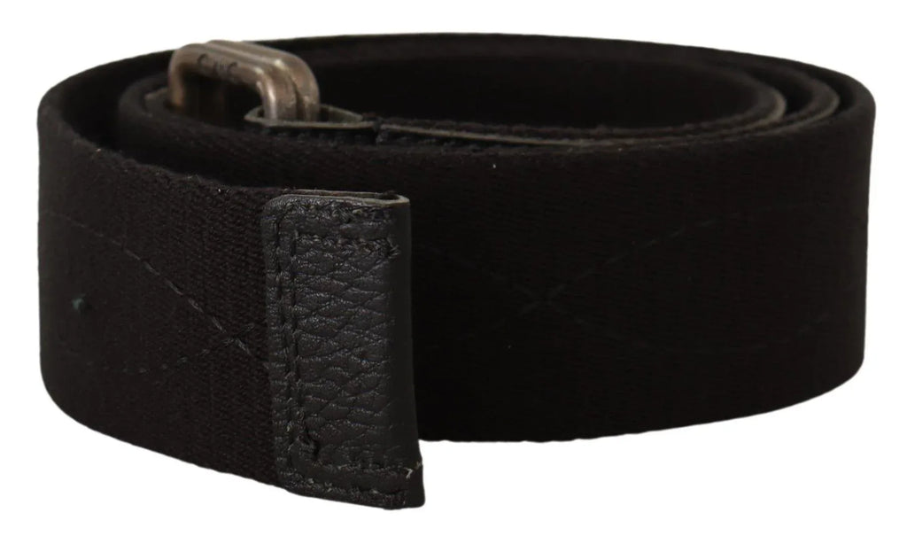 Costume National Black Cotton Ducati Metal Buckle Belt - Zeiniez