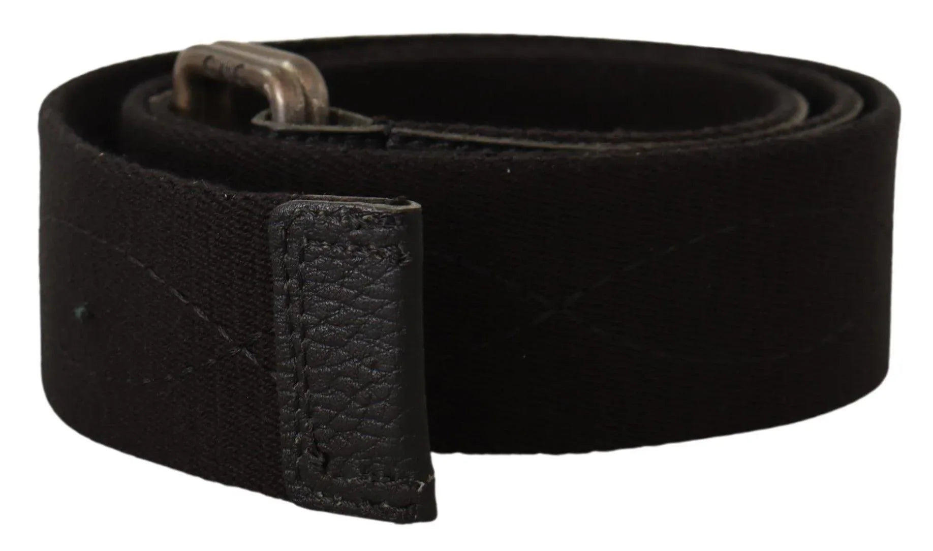 Costume National Black Cotton Ducati Metal Buckle Belt - Zeiniez