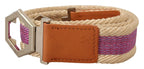 GF Ferre Multicolor Leather Silver Hexagon Logo Buckle Belt - Zeiniez