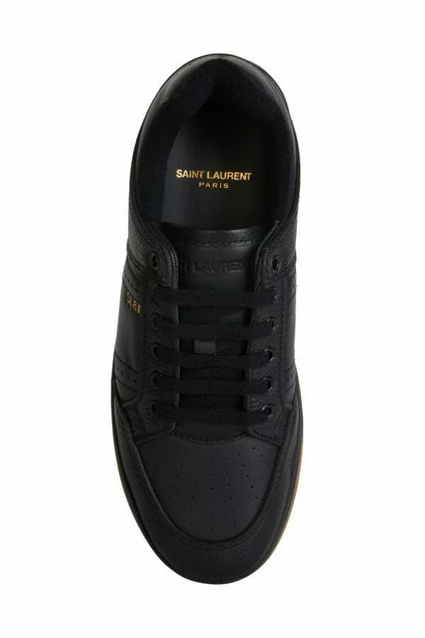 Saint Laurent Black Calf Leather Low Top Sneakers - Zeiniez