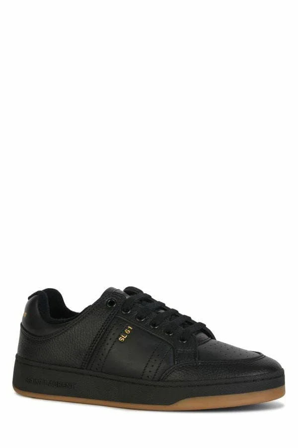 Saint Laurent Black Calf Leather Low Top Sneakers - Zeiniez