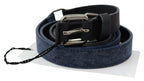 Costume National Black Blue Leather Silver Logo Belt - Zeiniez