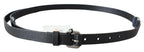 Costume National Black Blue Leather Silver Logo Belt - Zeiniez