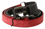 Costume National Red Brown Leather Silver Logo Buckle Waist Belt - Zeiniez