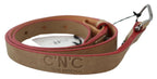 Costume National Beige Leather Silver Logo Buckle Waist Belt - Zeiniez