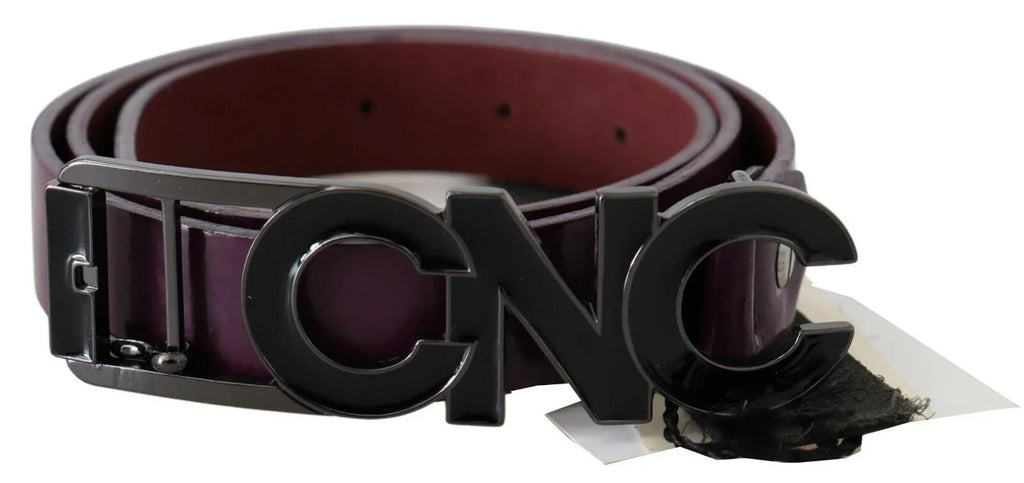 Costume National Brown Leather Large Logo Letter Buckle Belt - Zeiniez