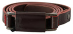 Costume National Brown Leather Double Rustic Silver Buckle Belt - Zeiniez