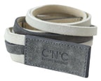 Costume National White Velvet Square Logo Design Waist Belt - Zeiniez