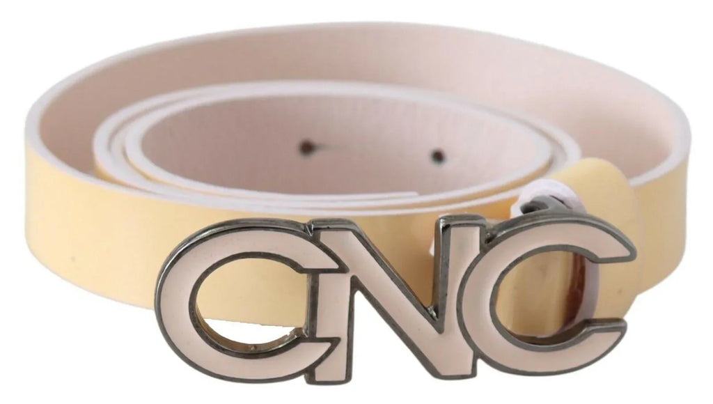 Costume National Beige Leather Pink Letter Logo Belt - Zeiniez