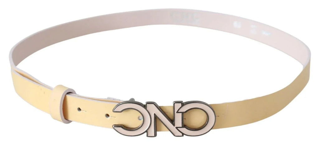 Costume National Beige Leather Pink Letter Logo Belt - Zeiniez