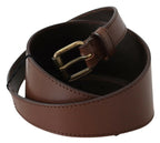 PLEIN SUD Brown Genuine Leather Rustic Metal Buckle Belt - Zeiniez