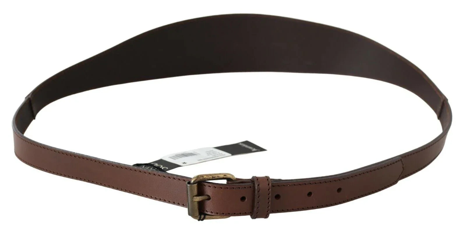PLEIN SUD Brown Genuine Leather Rustic Metal Buckle Belt - Zeiniez