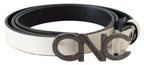 Costume National Belt Mettalic Gray Leather Logo Belt - Zeiniez