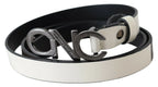 Costume National Belt Mettalic Gray Leather Logo Belt - Zeiniez