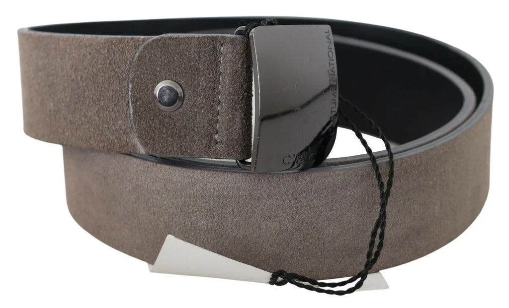 Costume National Brown Leather Square Logo Buckle Belt - Zeiniez
