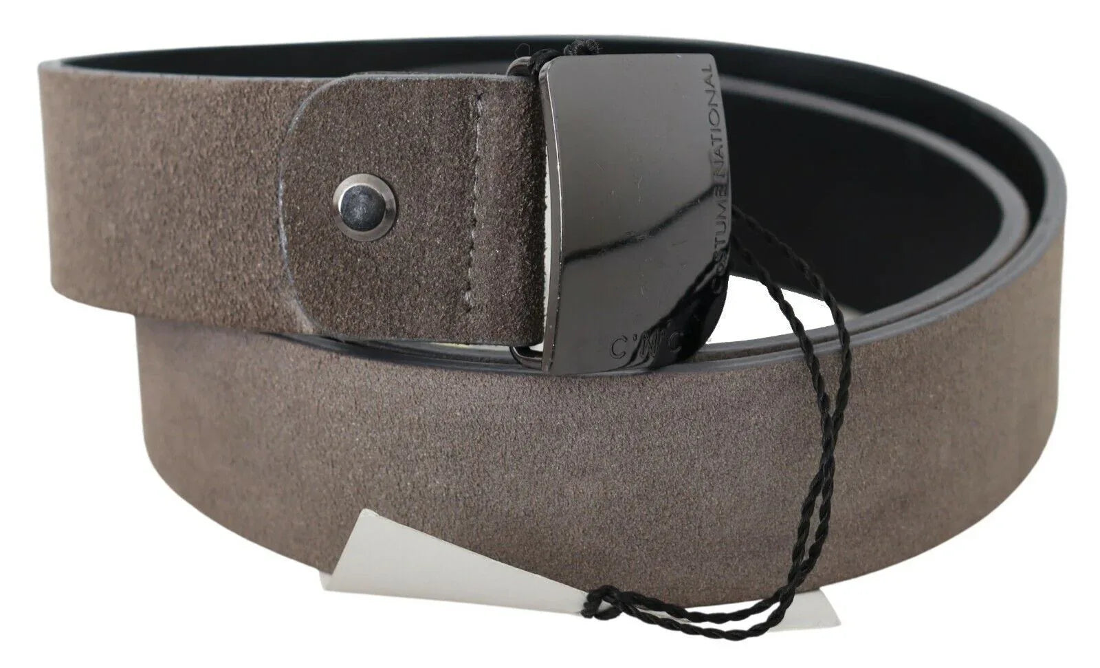 Costume National Brown Leather Square Logo Buckle Belt - Zeiniez