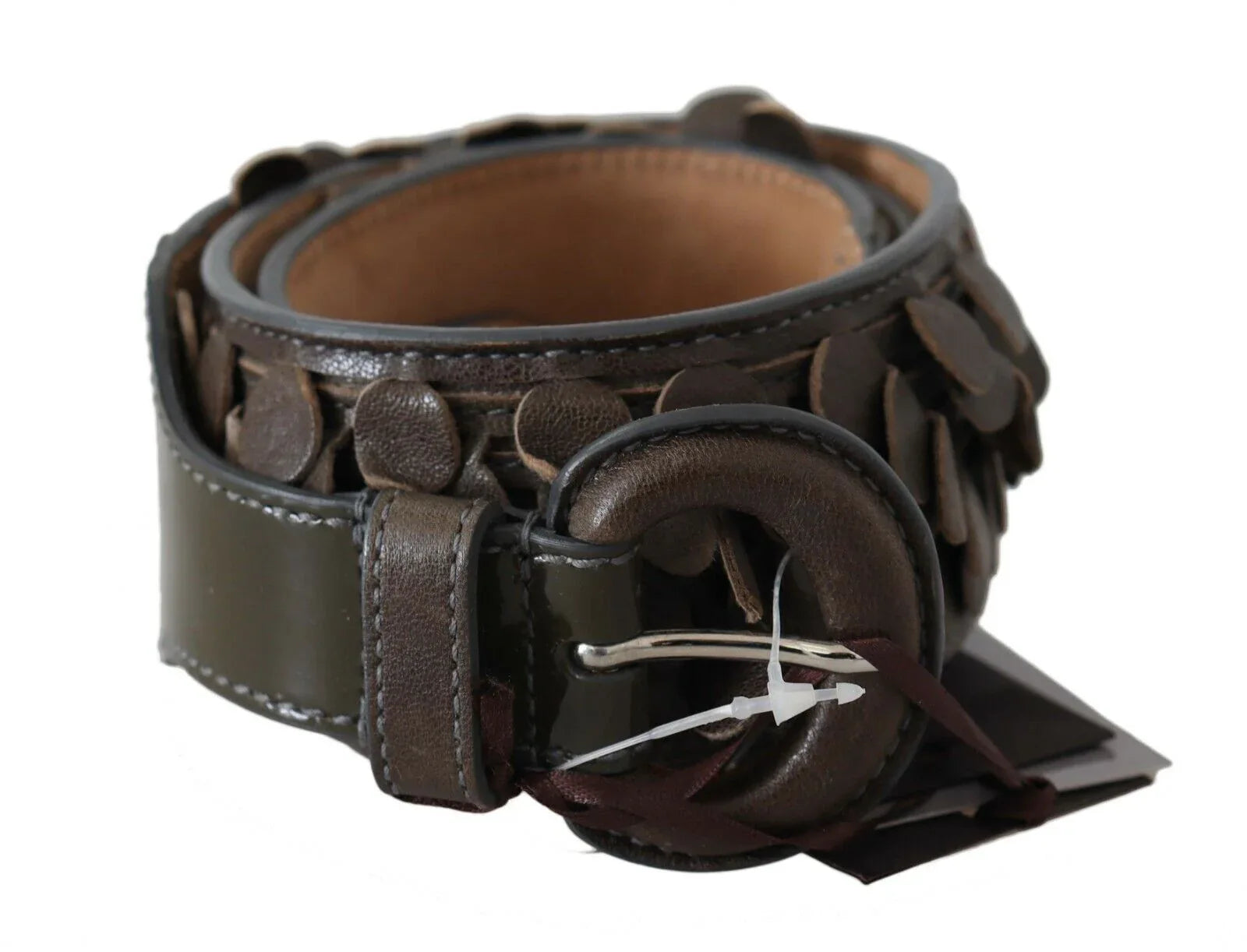 Ermanno Scervino Dark Brown Leather Round Buckle Waist Belt - Zeiniez