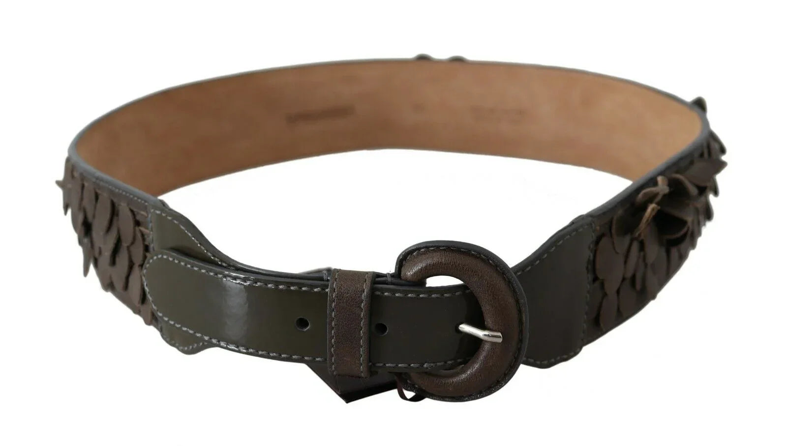 Ermanno Scervino Dark Brown Leather Round Buckle Waist Belt - Zeiniez