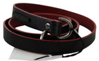 Costume National Black Red Skinny Leather Logo Belt - Zeiniez