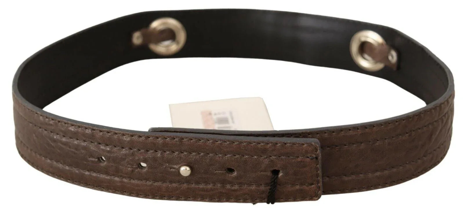 Costume National Brown Leather Silver Fastening Belt - Zeiniez