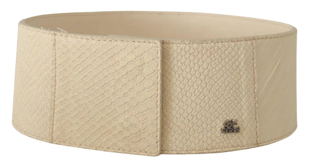 GF Ferre White Waxed Cotton Wide Fashion Belt - Zeiniez