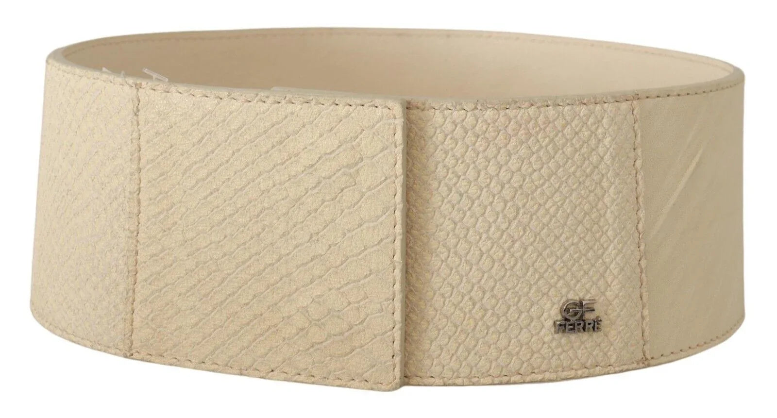 GF Ferre White Waxed Cotton Wide Fashion Belt - Zeiniez