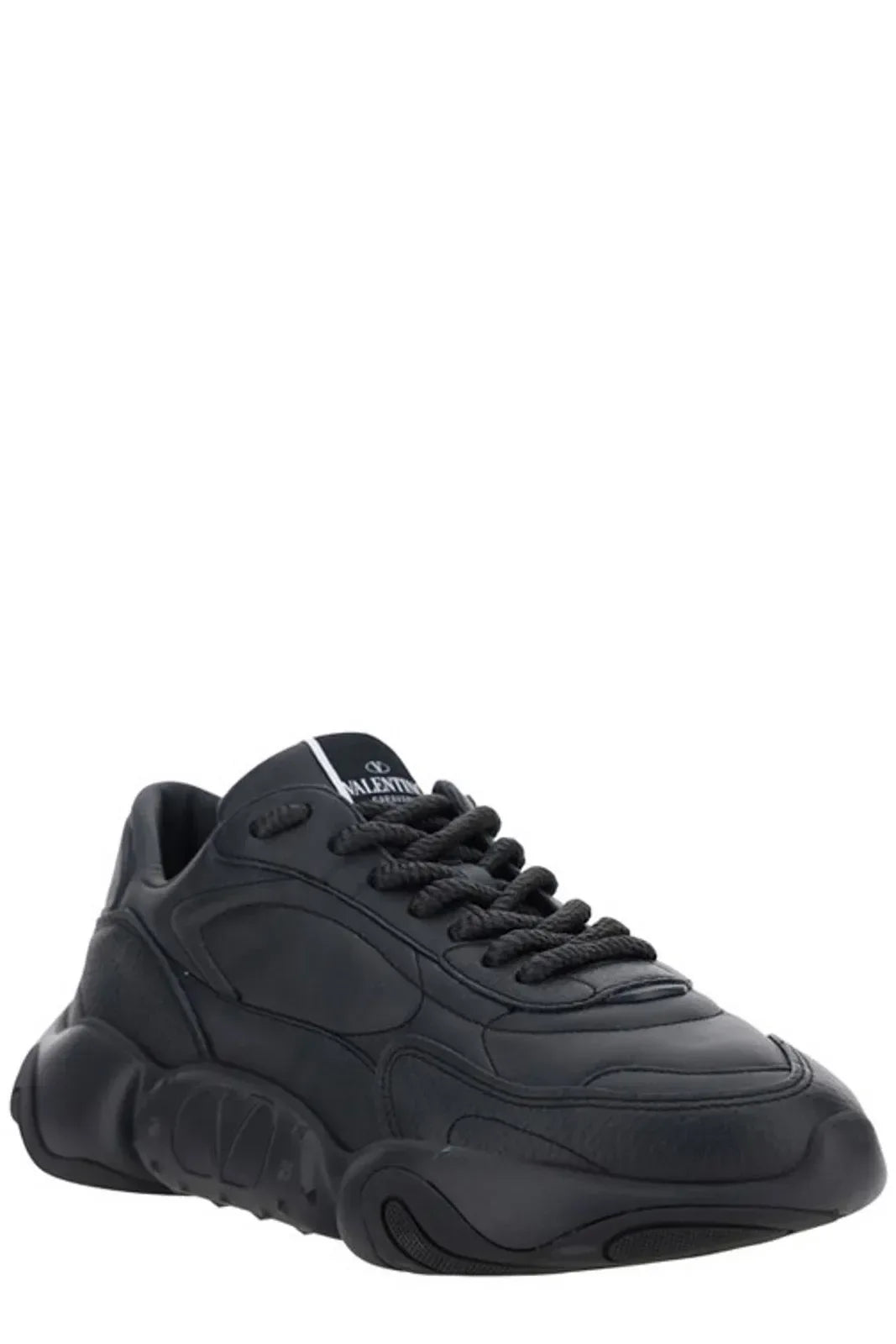 Valentino Black Calf Leather Garavani Sneakers - Zeiniez