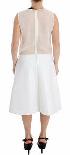 Koonhor White Pleated Bottom Tank Sheath Transparent Dress - Zeiniez