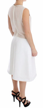 Koonhor White Pleated Bottom Tank Sheath Transparent Dress - Zeiniez