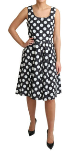 Dolce & Gabbana Black Polka Dotted Cotton A-Line Dress - Zeiniez