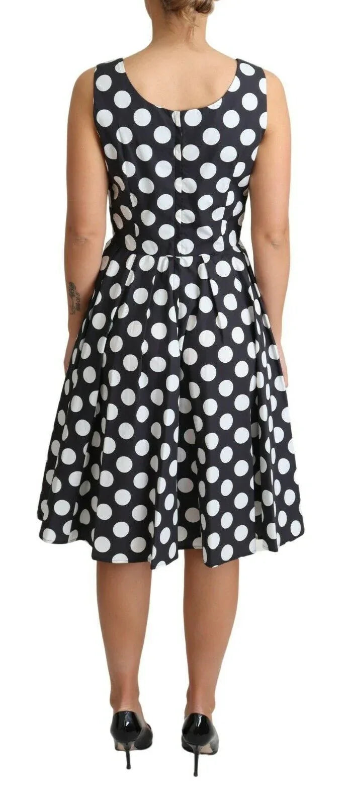 Dolce & Gabbana Black Polka Dotted Cotton A-Line Dress - Zeiniez