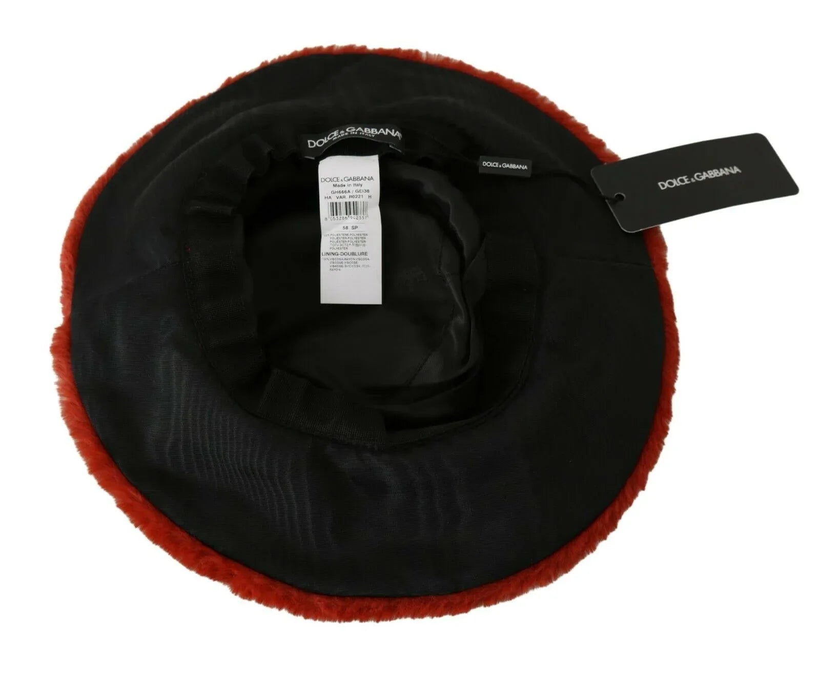 Dolce & Gabbana Red Bordeaux Fur Wide Brim Bucket Hat - Zeiniez