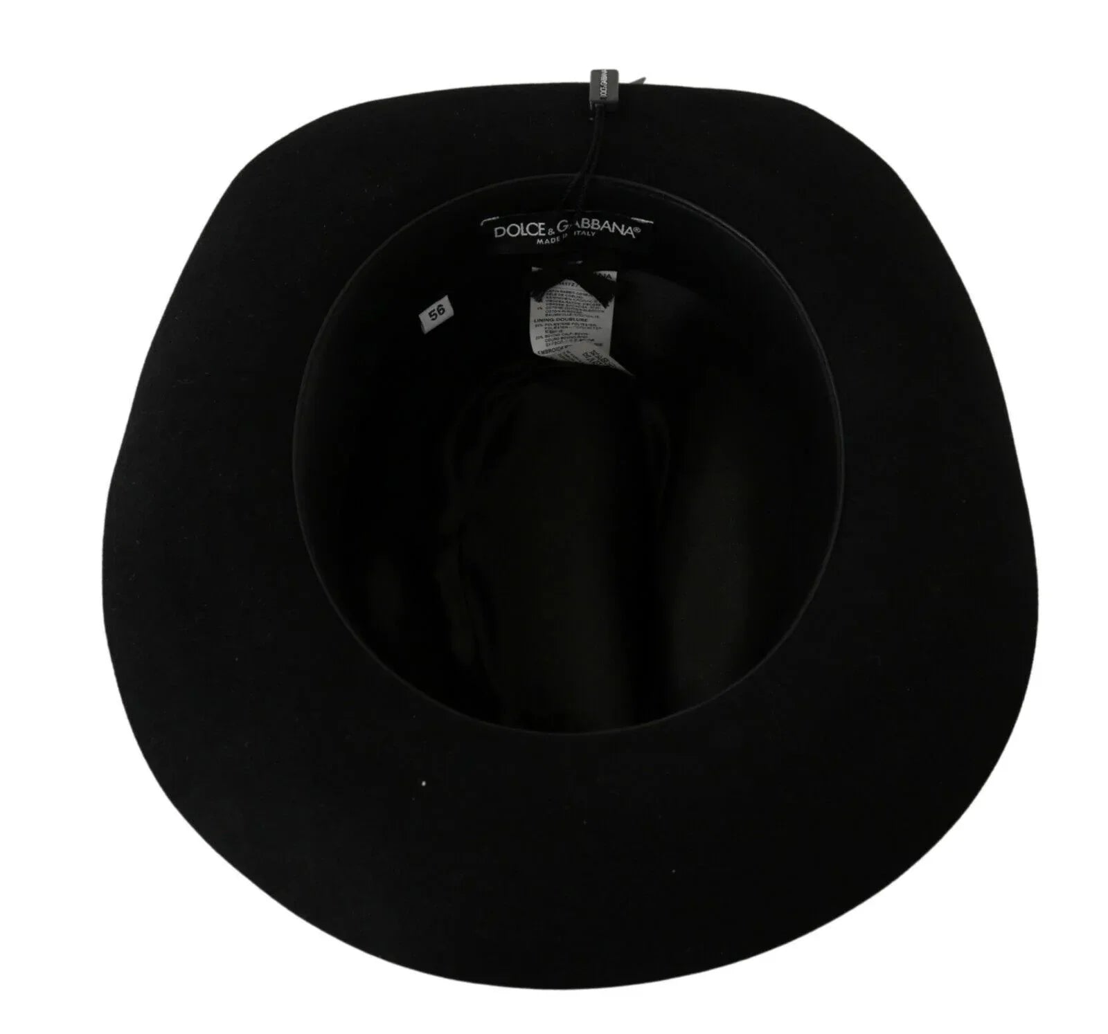 Dolce & Gabbana Black Lapin Amor Gignit Wide Brim Panama Hat - Zeiniez