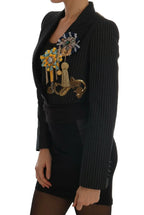 Dolce & Gabbana Black Crystal Fairy Tale Blazer Jacket - Zeiniez
