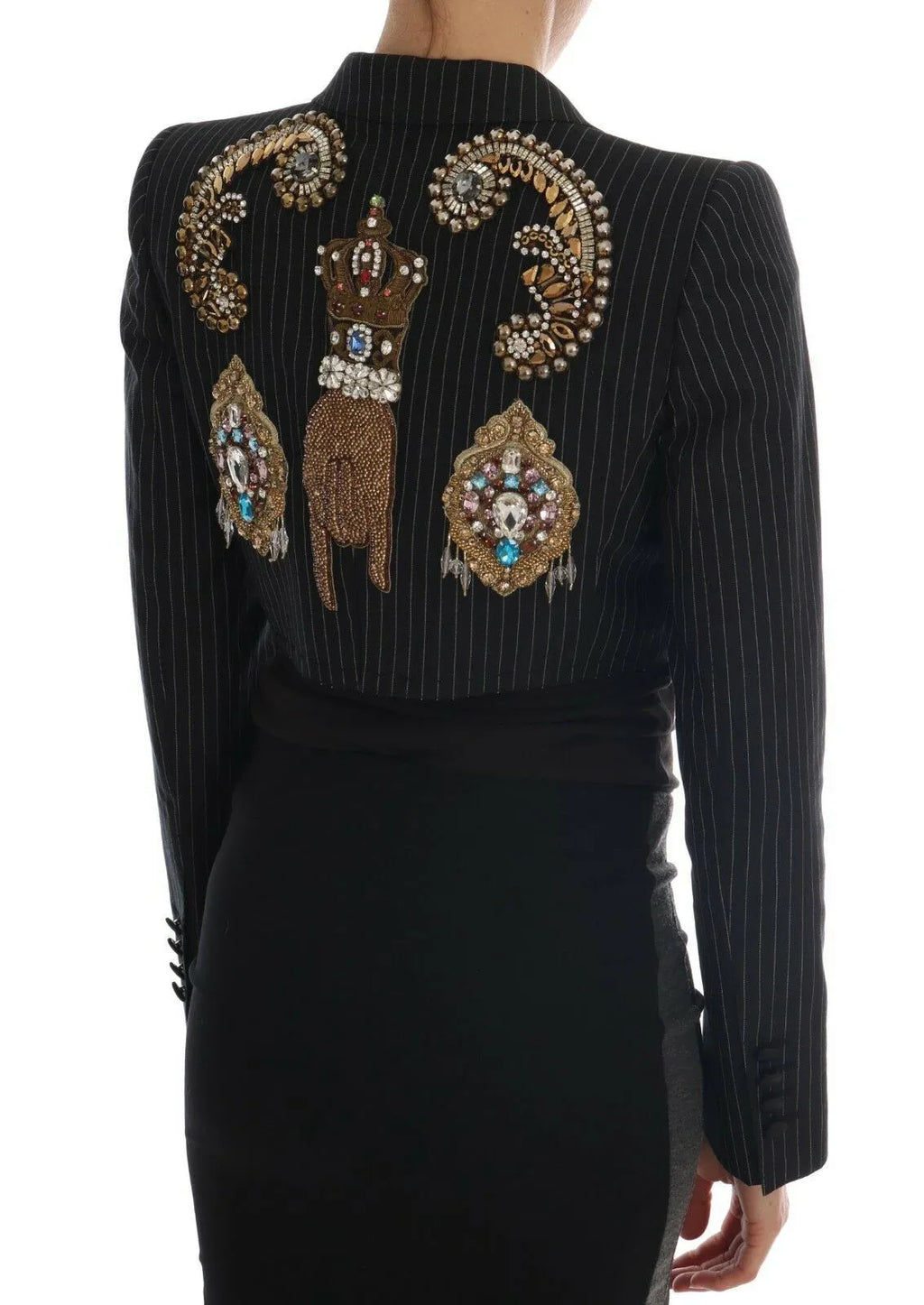 Dolce & Gabbana Black Crystal Fairy Tale Blazer Jacket - Zeiniez