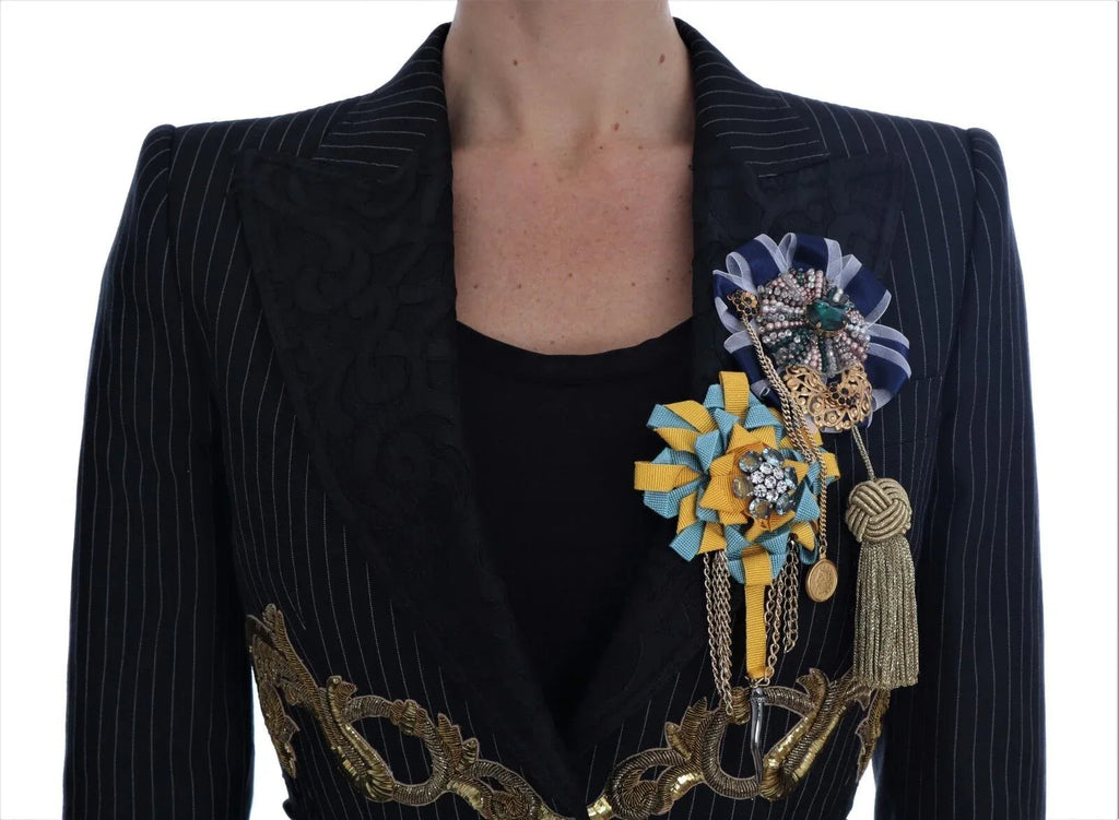 Dolce & Gabbana Black Crystal Fairy Tale Blazer Jacket - Zeiniez