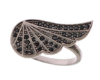Nialaya Silver Womens Black CZ Rhodium 925 Ring - Zeiniez