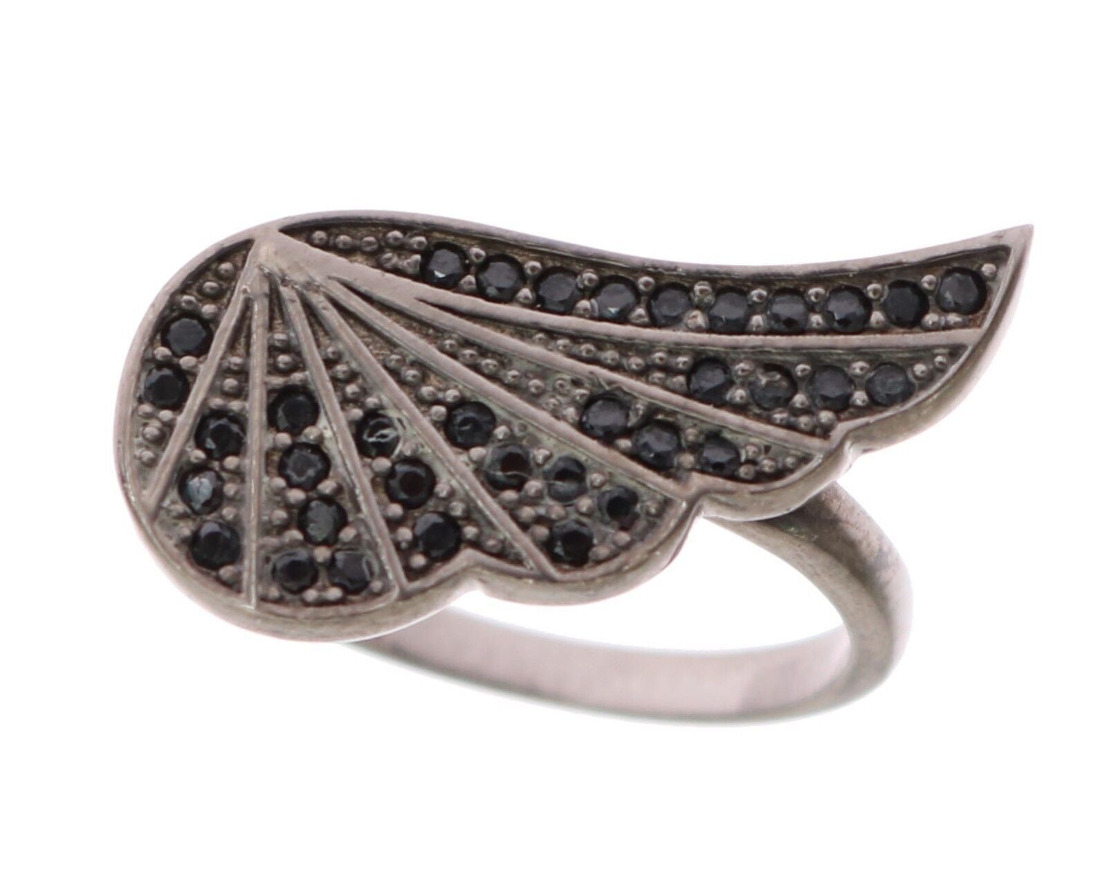 Nialaya Silver Womens Black CZ Rhodium 925 Ring - Zeiniez
