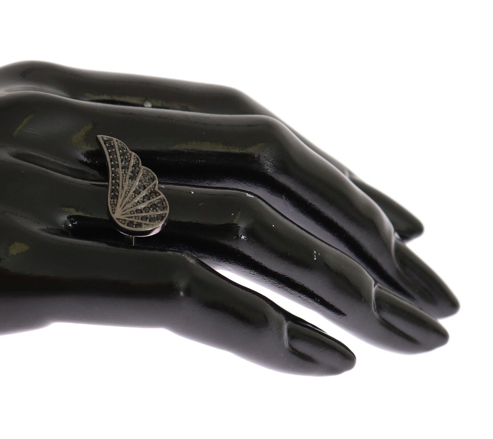 Nialaya Silver Womens Black CZ Rhodium 925 Ring - Zeiniez