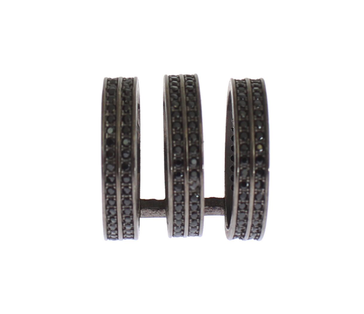 Nialaya Black CZ Rhodium 925 Silver Ring - Zeiniez