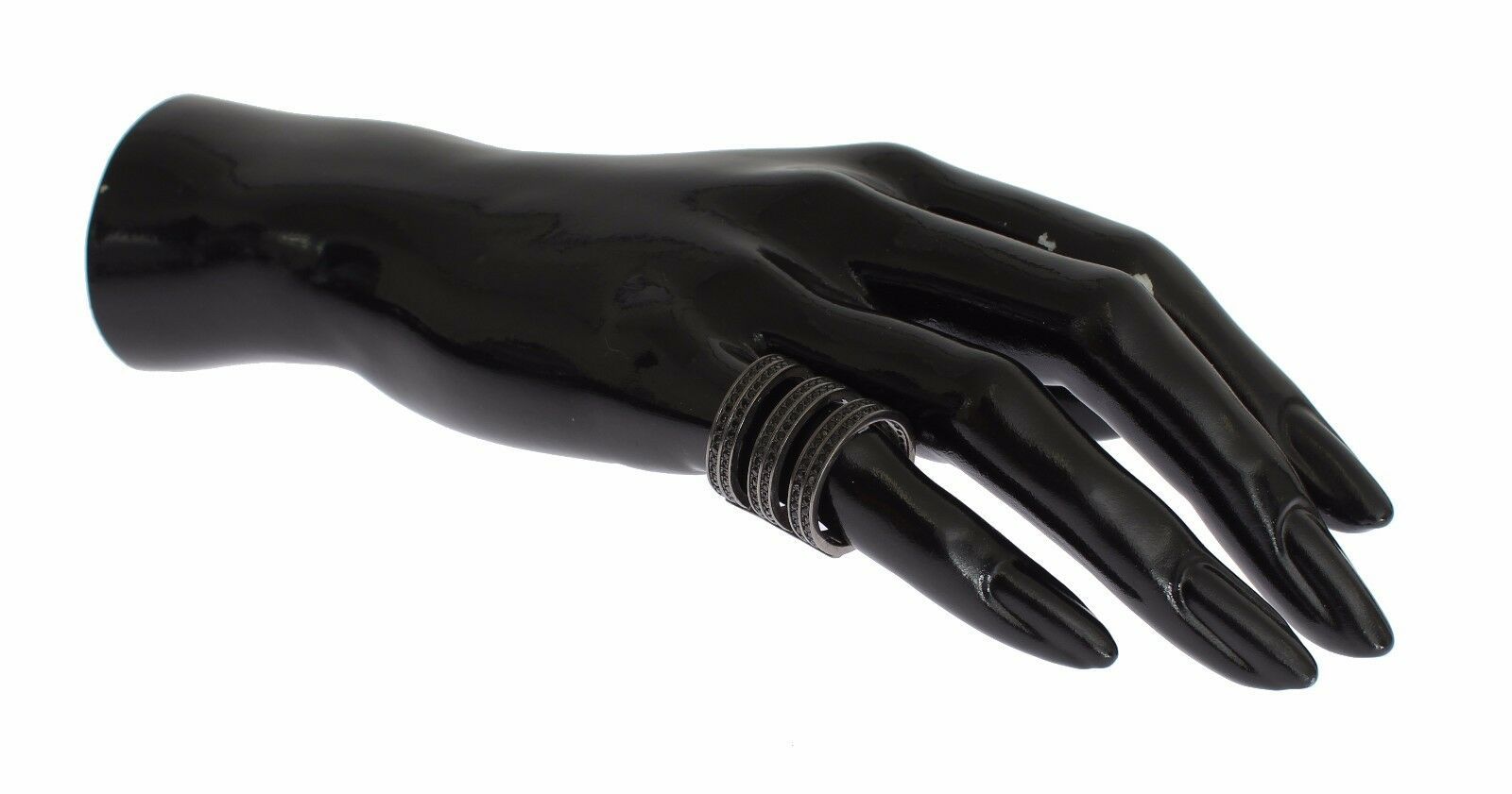 Nialaya Black CZ Rhodium 925 Silver Ring - Zeiniez