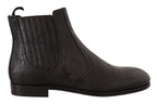 Dolce & Gabbana Black Leather Lizard Skin Ankle Boots - Zeiniez