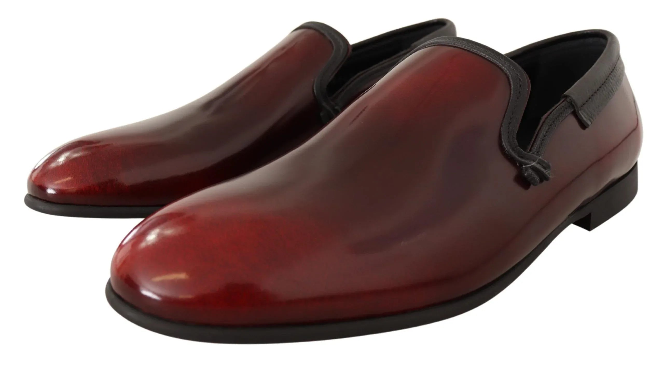 Dolce & Gabbana Bordeaux Patent Leather Dress Loafers Shoes - Zeiniez
