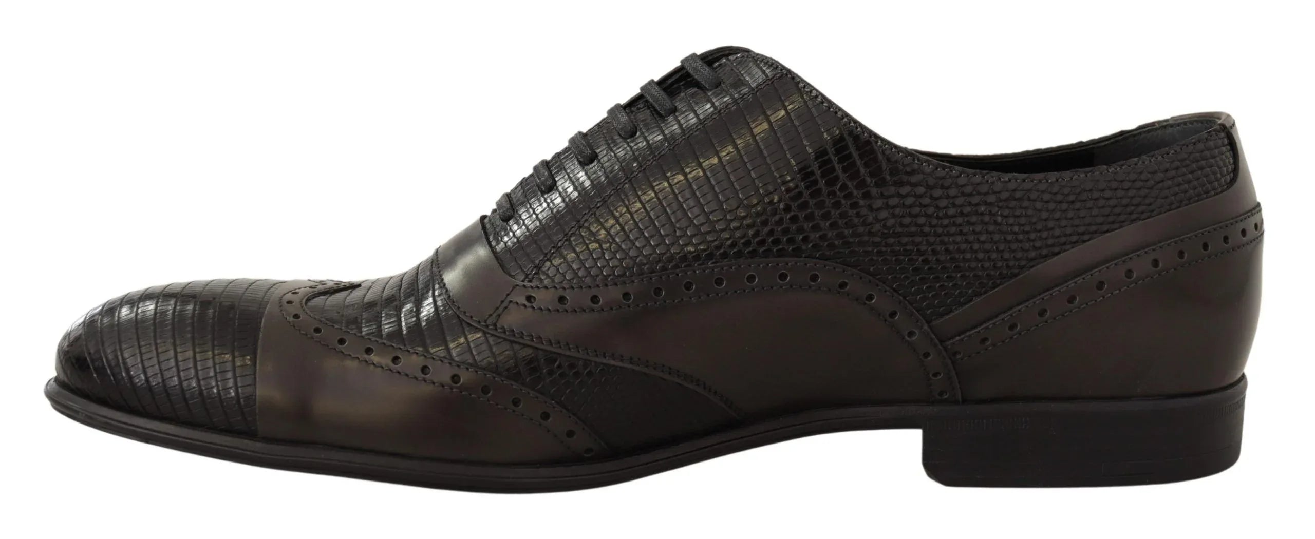 Dolce & Gabbana Brown Lizard Skin Leather Oxford Dress Shoes - Zeiniez