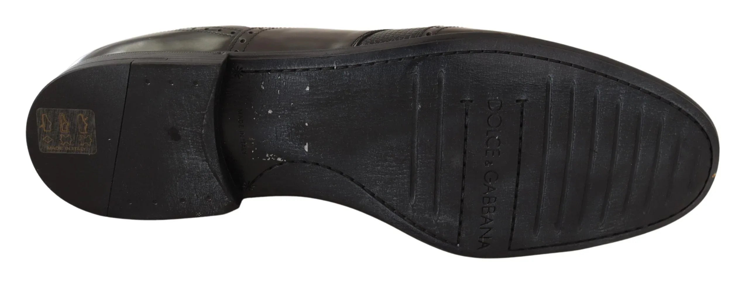 Dolce & Gabbana Brown Lizard Skin Leather Oxford Dress Shoes - Zeiniez