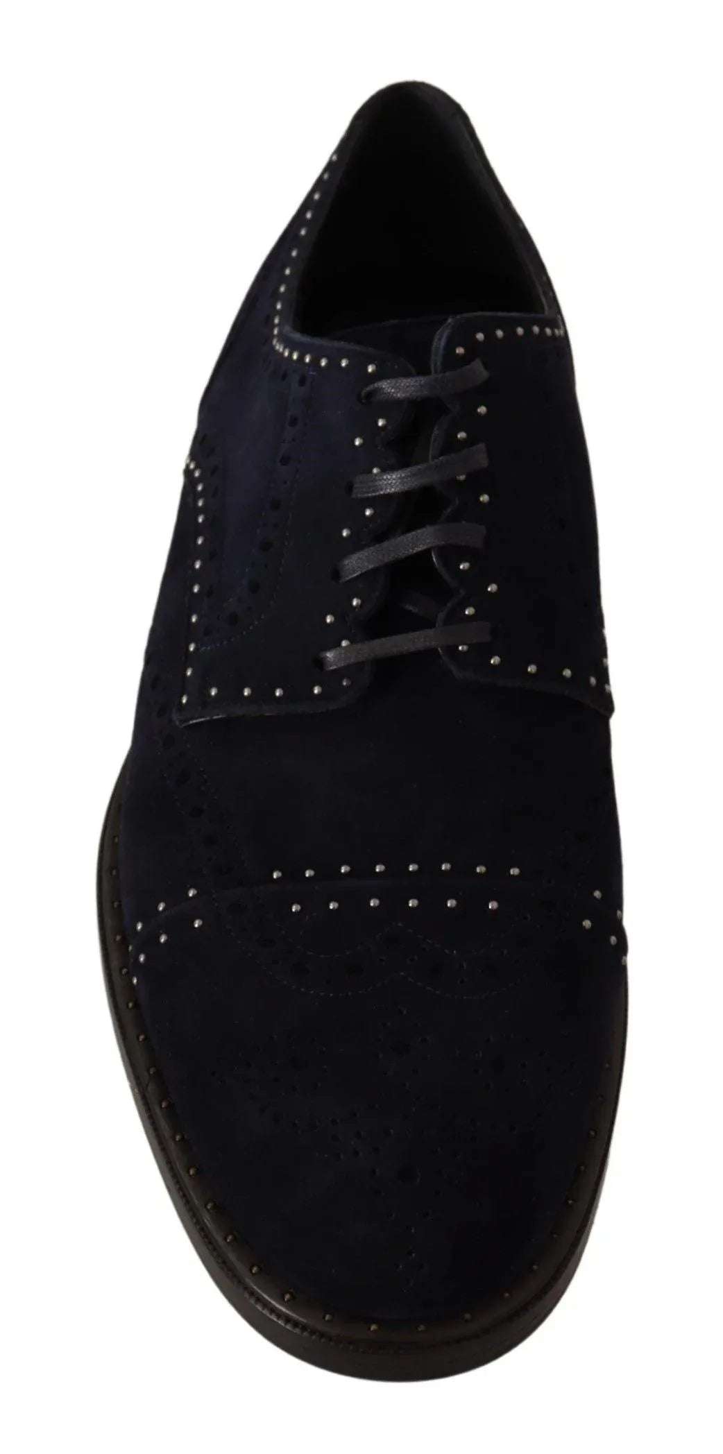 Dolce & Gabbana Blue Suede Leather Derby Studded Shoes - Zeiniez