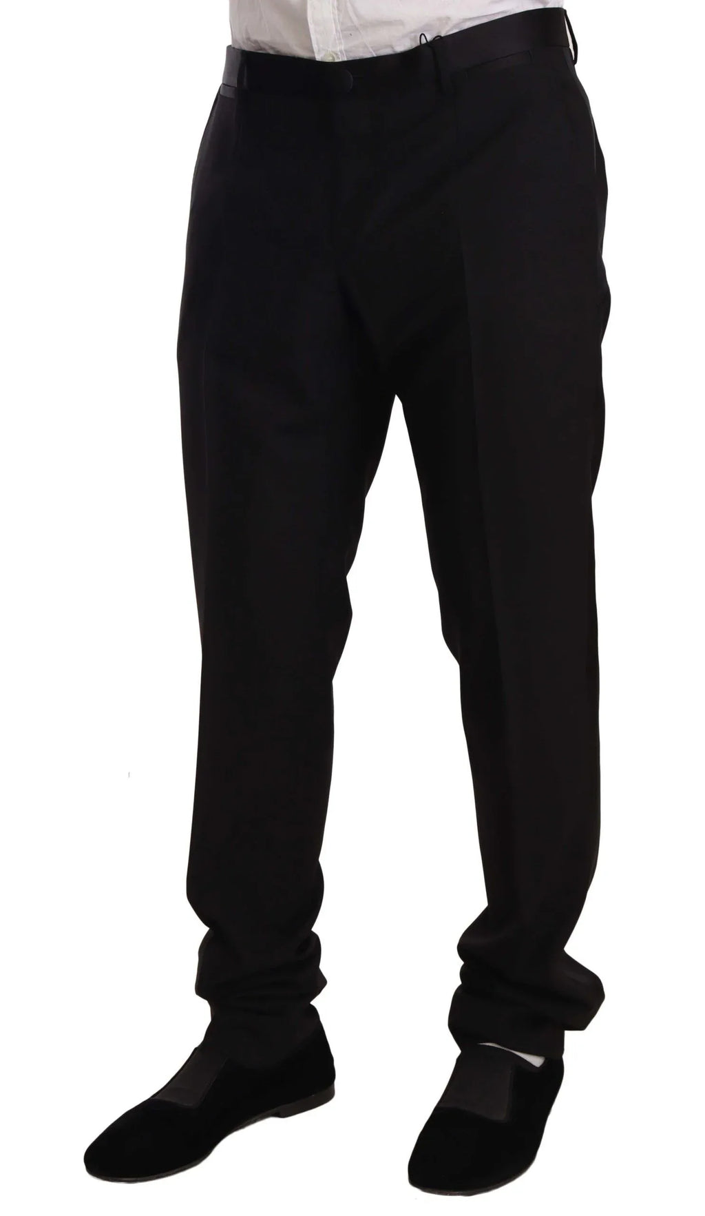 Dolce & Gabbana Black Wool Formal Tuxedo Trouser Pants - Zeiniez