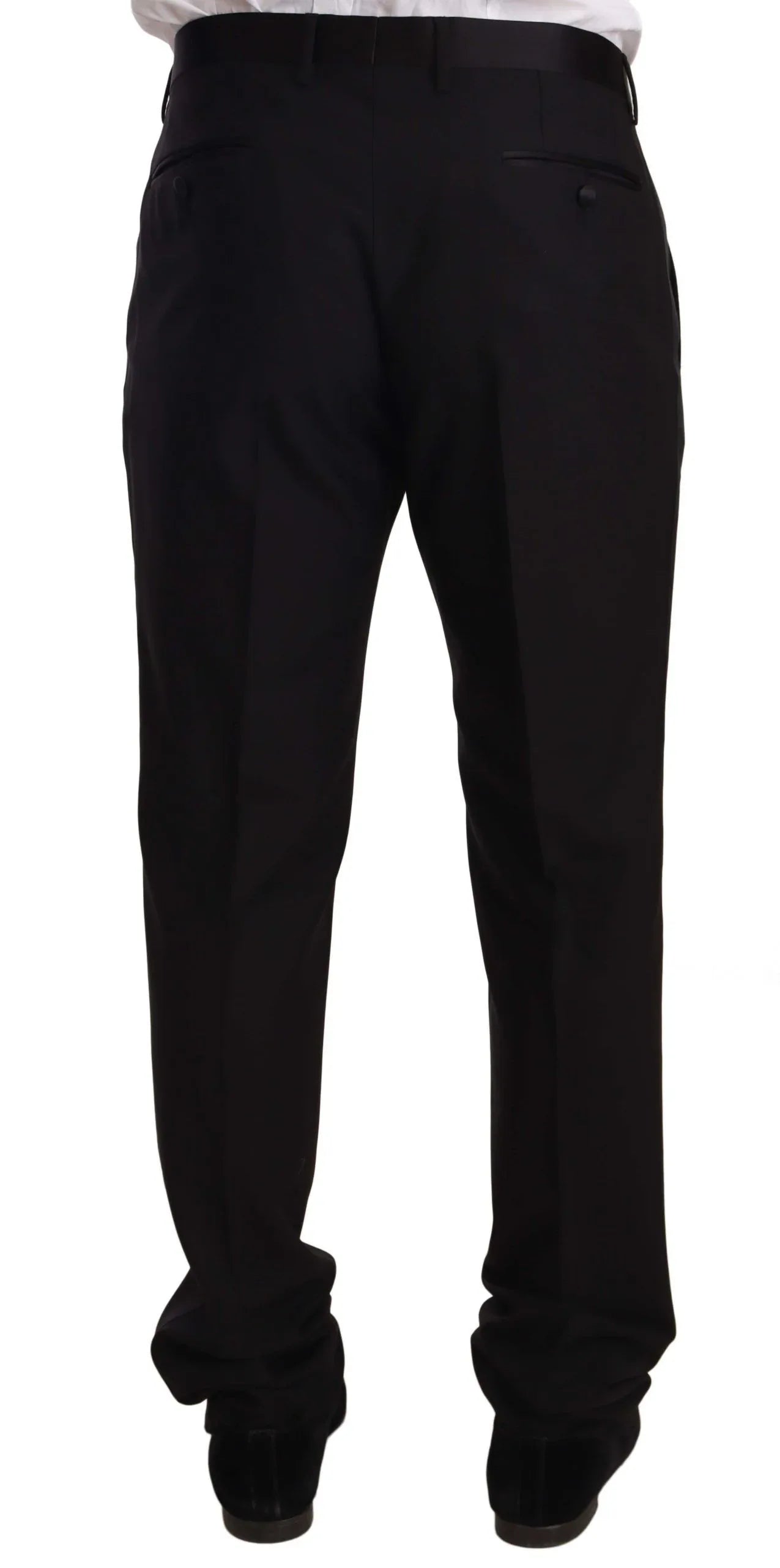 Dolce & Gabbana Black Wool Formal Tuxedo Trouser Pants - Zeiniez